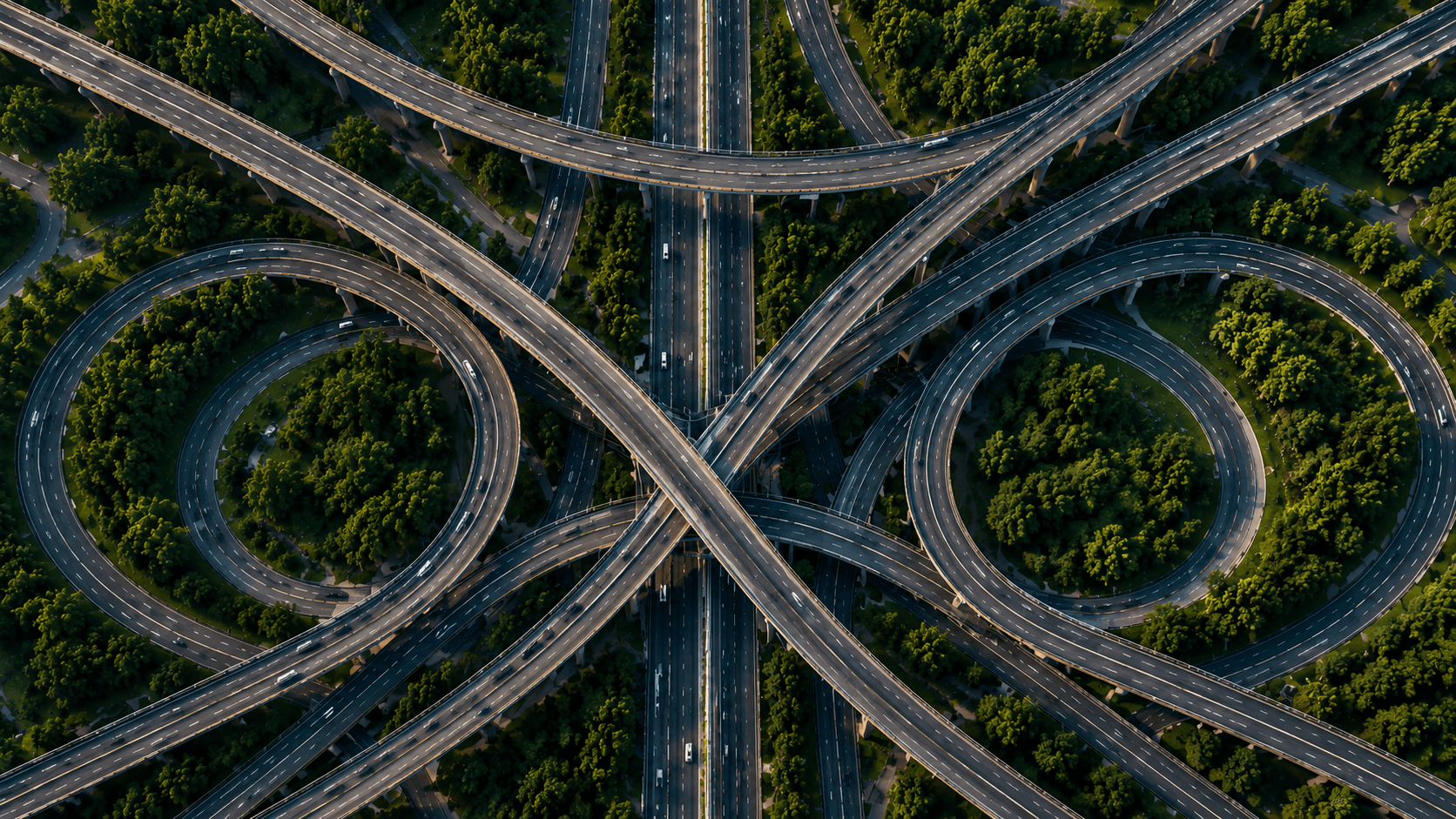 Highway lanes symbolizing connected service pathways